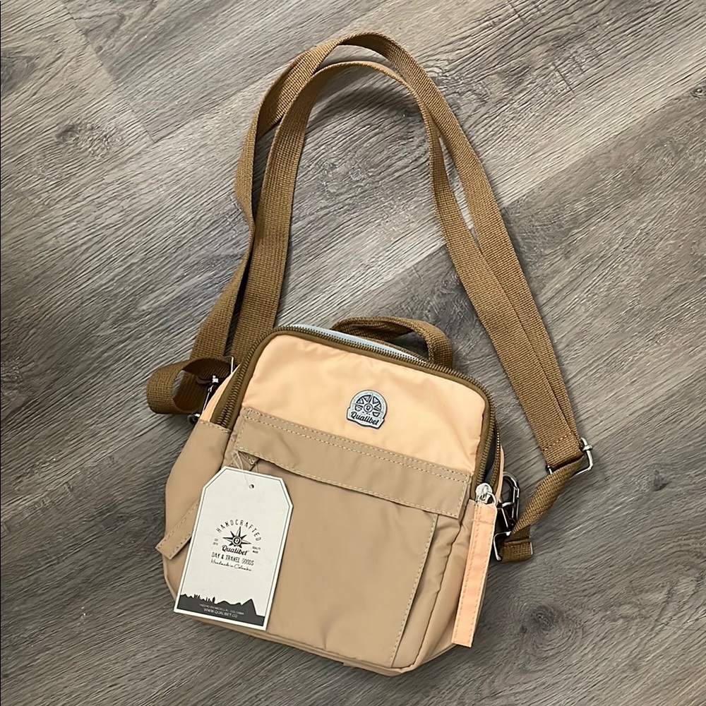 Qualibet Tan Peach Crossbody Bag Mini Backpack Made in Colombia Brand New